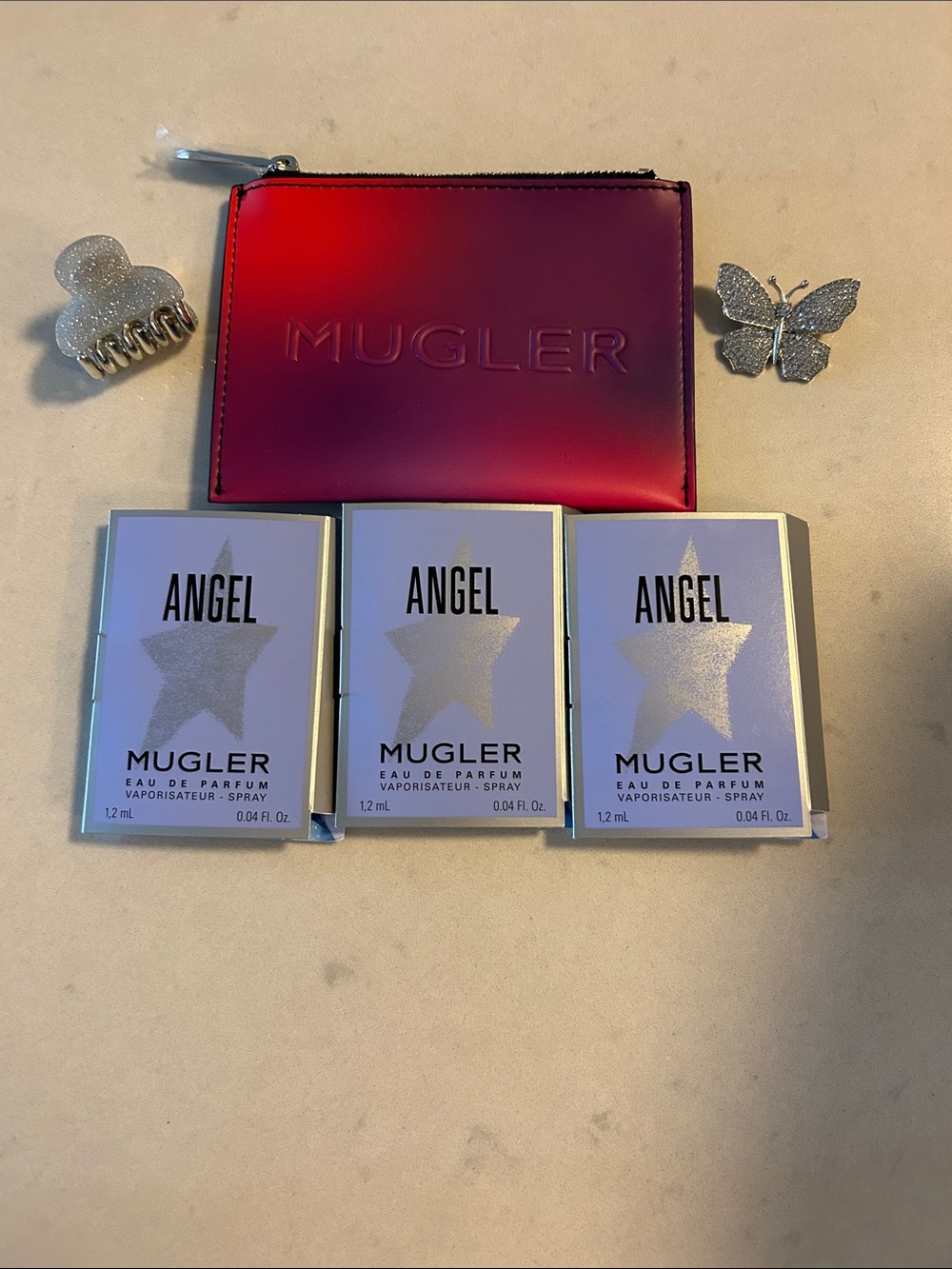 Angel Mugler Red to Deep-Purple Gradient Zip Cosmetic Pouch